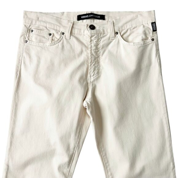Versace Jeans Couture Ivory White Low Rise Boot Cut Jeans Size 29 - Picture 2 of 8